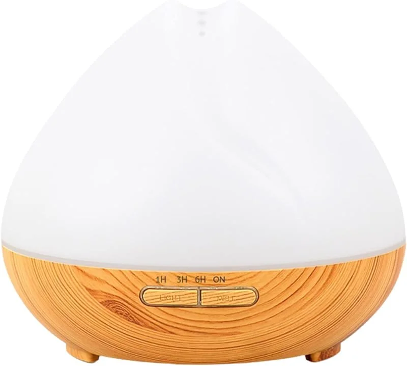 Aroma Diffuser Holzdesign mit weiß - Aromadiffuser für ätherische Öle mit LED Licht 3-in-1: Ultraschall Diffusor, Luftbefeuchter und Nachtlicht - 400 ml - aus der Apotheke