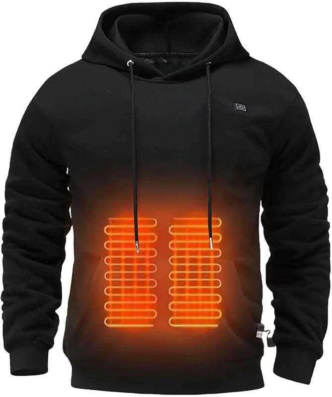 Generisch Heated Hoodies Herren Beheizbare Hoodie Warm Pullover Plüsch Sweatshirt, Beheizte Kapuzenpullover Casual Hoody Beheizbare Kapuzenpulli mit Kapuze Wintermantel Beheizte Hoodies für Männer — Heizkleidung