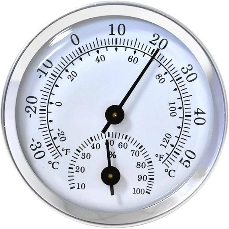 Tragbares Luftfeuchtigkeits und Temperaturmessgerät, Gehäuse aus Aluminiumlegierung, Kunststoffabdeckung, Hygrometer Thermometer für Zuhause, Arbeitsbereich, Reisen, haftendes Hygrometer — Luftbefeuchter