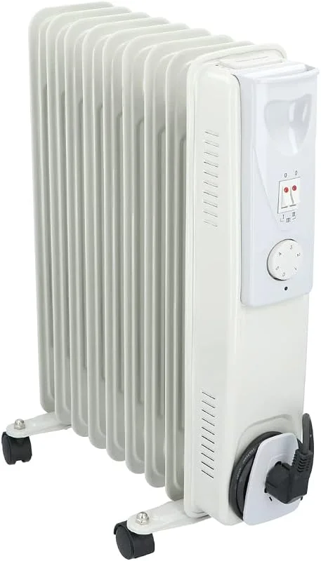 alpina Heizkörper Ölradiator 2000W – Elektro Heizkörper mit Thermostat – Radiator Heizung Elektrisch mit Kabelaufbewahrung – Elektrische Standheizung mit Überhitzungsschutz – Weiße — Heizung Warmepumpe