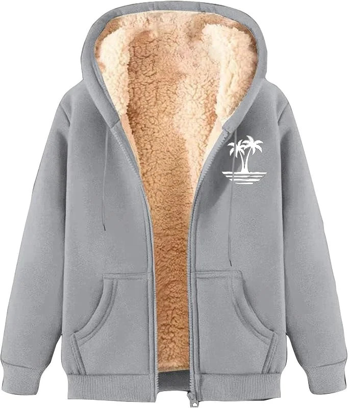 HOOUDO Sweatjacke Damen Einfarbig Jacke Hoodie Pullover Oberteile Kapuzenjackelang Zipper Und Lässiges, Mit Fleece Gefüttertes, Dickes Warmes Kapuzen-Sweatshirt Fleecejacke Schwarz Orange Woody — Heizkleidung