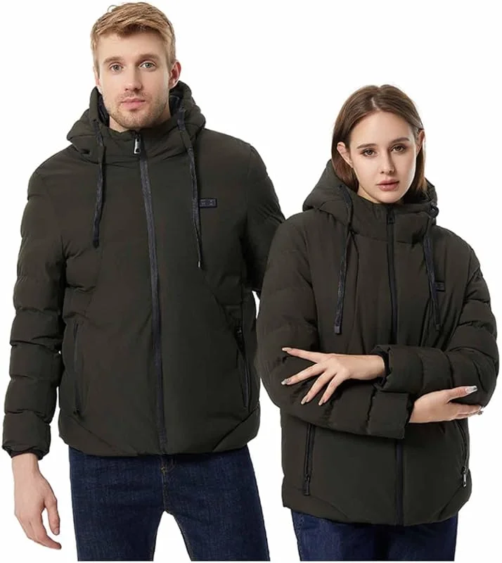 Heizjacke Herren Baumwolle Beheizbare Jacke Beheizte Steppjacke mit Kapuze — Heizkleidung