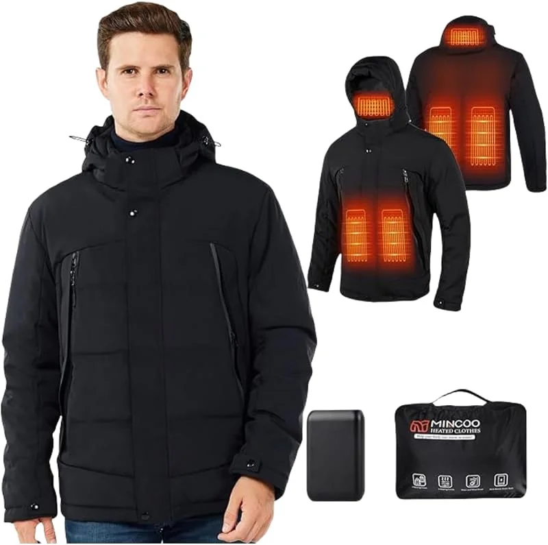 Mincoo Beheizbare Jacke Herren Damen Beheizte Jacke mit 18400mAh Akku — Heizkleidung