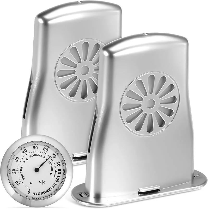 Geigen Luftbefeuchter mit Hygrometer, Rund, Silber, für Trockene Räume